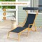 Adjustable Canopy Birch Wood Foldable Beach Chaise Lounge Chair - 67" L x 24.5" W x 48.5"-55" H